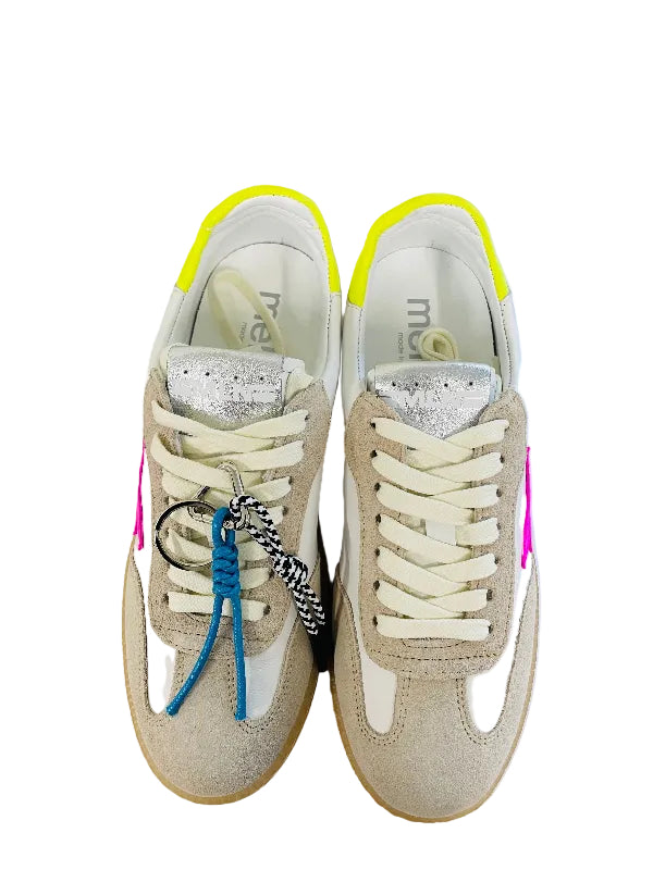 Meline White Pink and Neon Trainer |525110100
