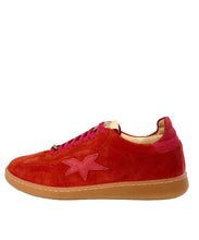 Load image into Gallery viewer, Red sneaker with a star on a white surface
