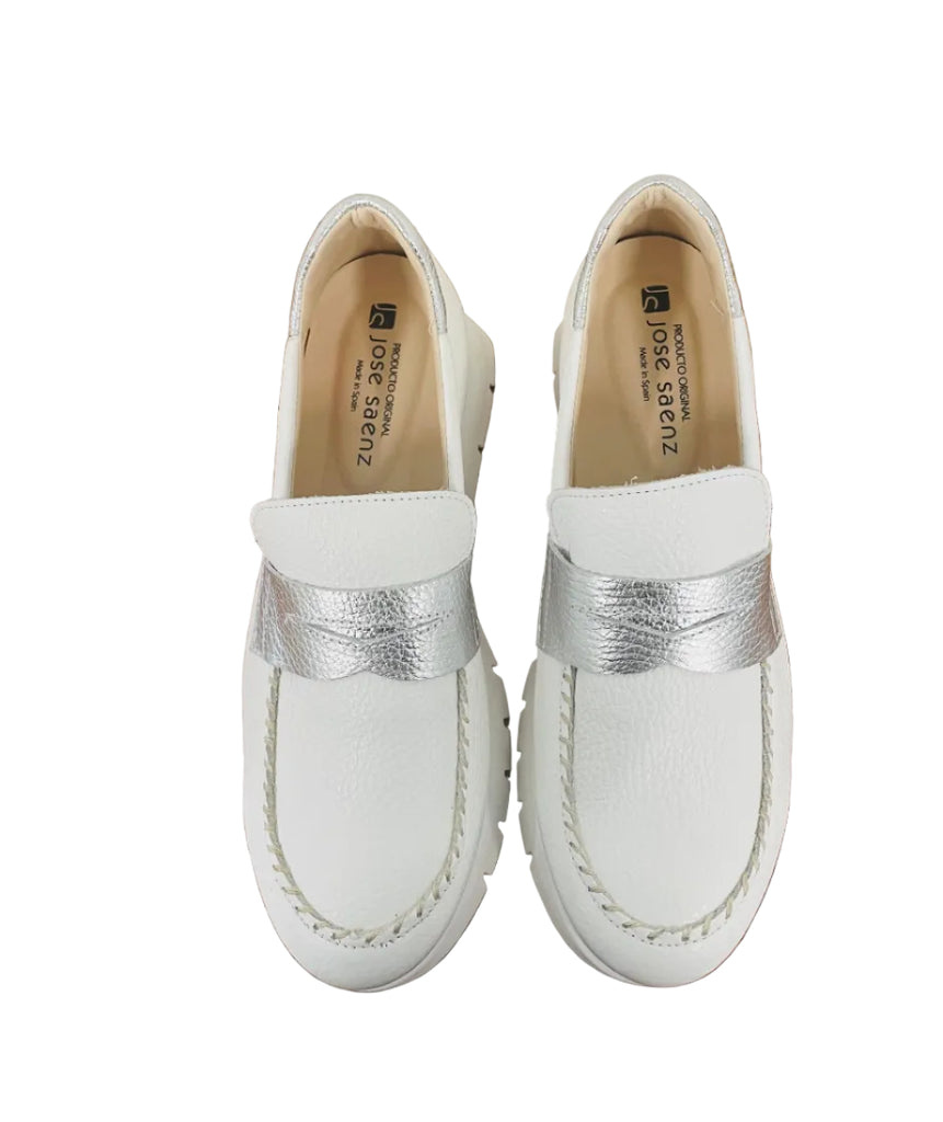 Jose Saenz White Wedge Loafer|2285IGEA
