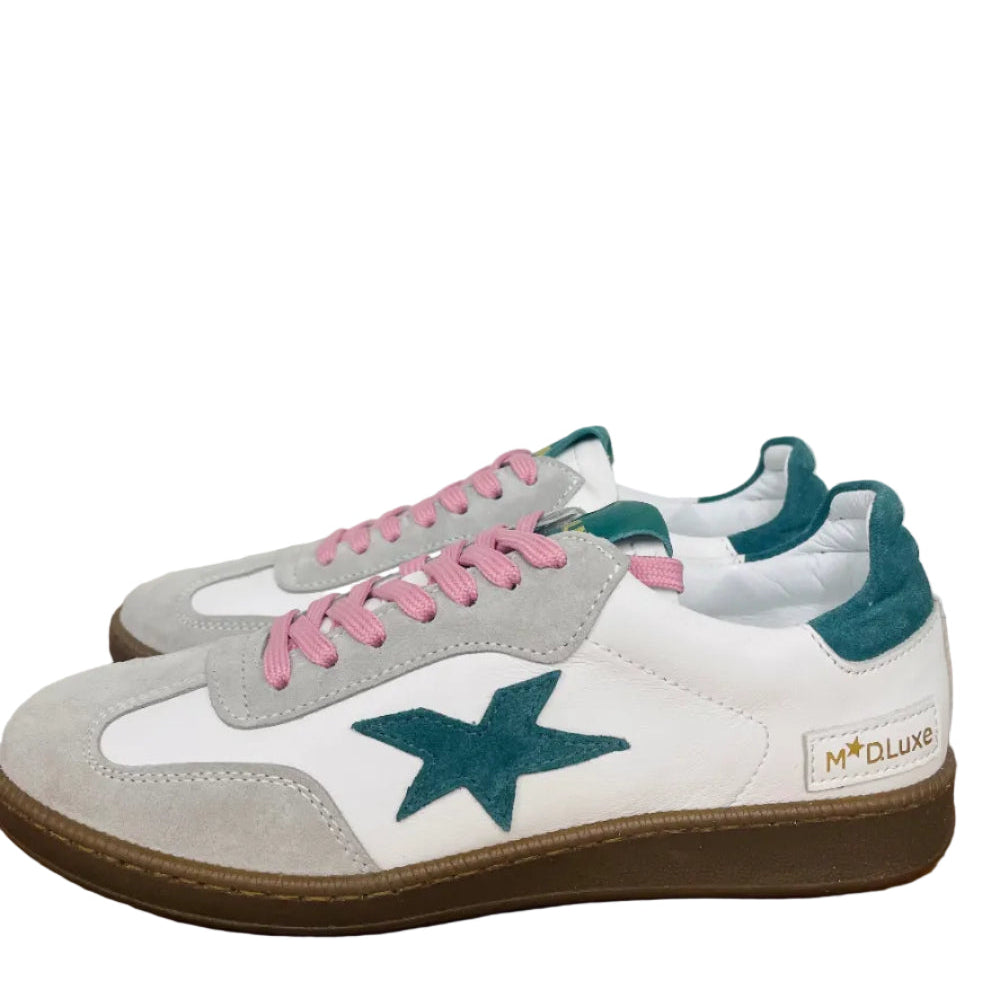 Meline White and Green Trainer|R52686350