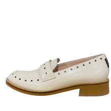 Load image into Gallery viewer, White loafer shoe on a wooden surface with a white wall background
