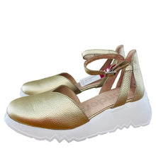 Load image into Gallery viewer, Gold sandals with white sole on a white background
