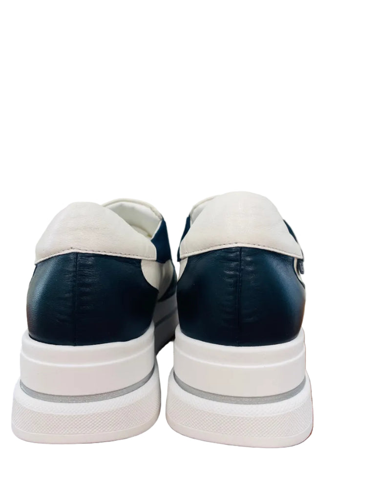 Marco Moreo navy and White Wedge Trainer |XM652JNA