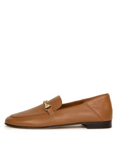 Load image into Gallery viewer, Brown leather loafer with a gold buckle on a white background
