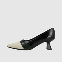 Load image into Gallery viewer, Lodi Two-Tone Black Patent &amp; Beige Mid Heel Pump|  KAL5573
