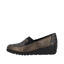 Load image into Gallery viewer, Rieker Bronze and Leo Mini Wedge Loafer|L535190
