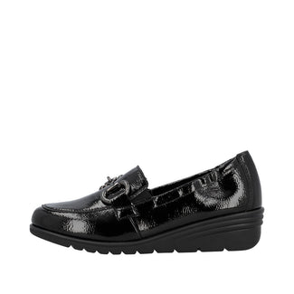 Rieker Black Patent Mini Wedge Loafer|L535200
