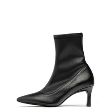 Load image into Gallery viewer, Unisa High Heel Black Leather and Stretch Shaft Ankle Boot| LANETBL
