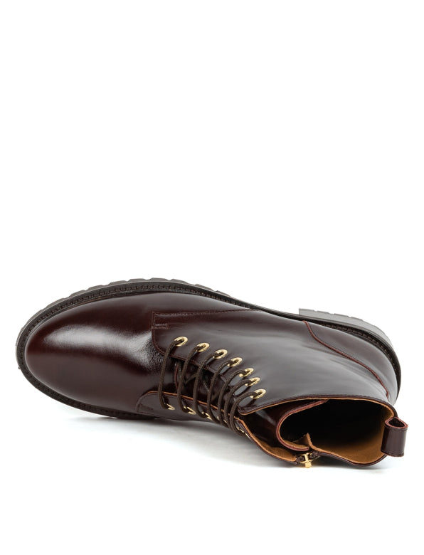 Bobbies Brown Leather Laced Ankle Boot|LAR01