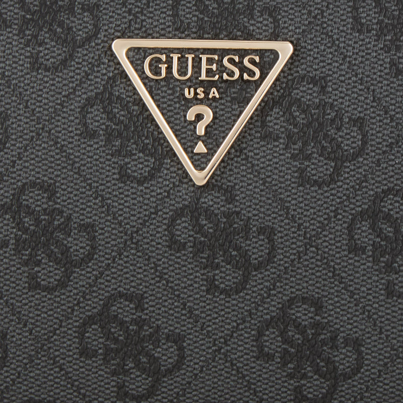 Gold Guess logo on a textured fabric background