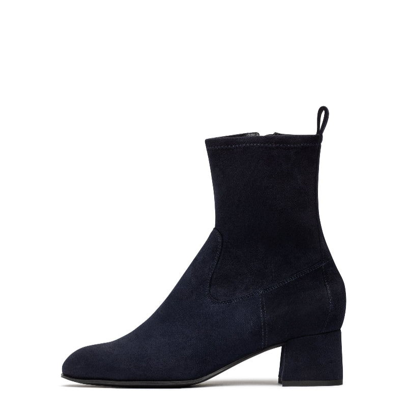 Unisa Stretchy Navy Abyss Faux Suede Ankle Boot |LEMICOA