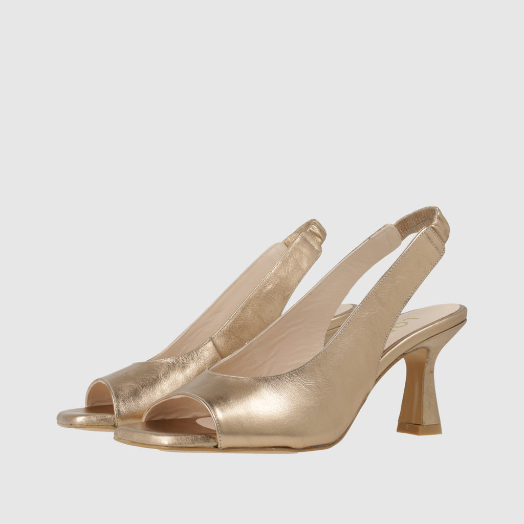 Lodi Gold Leather Sling Back|LUDVIGC1