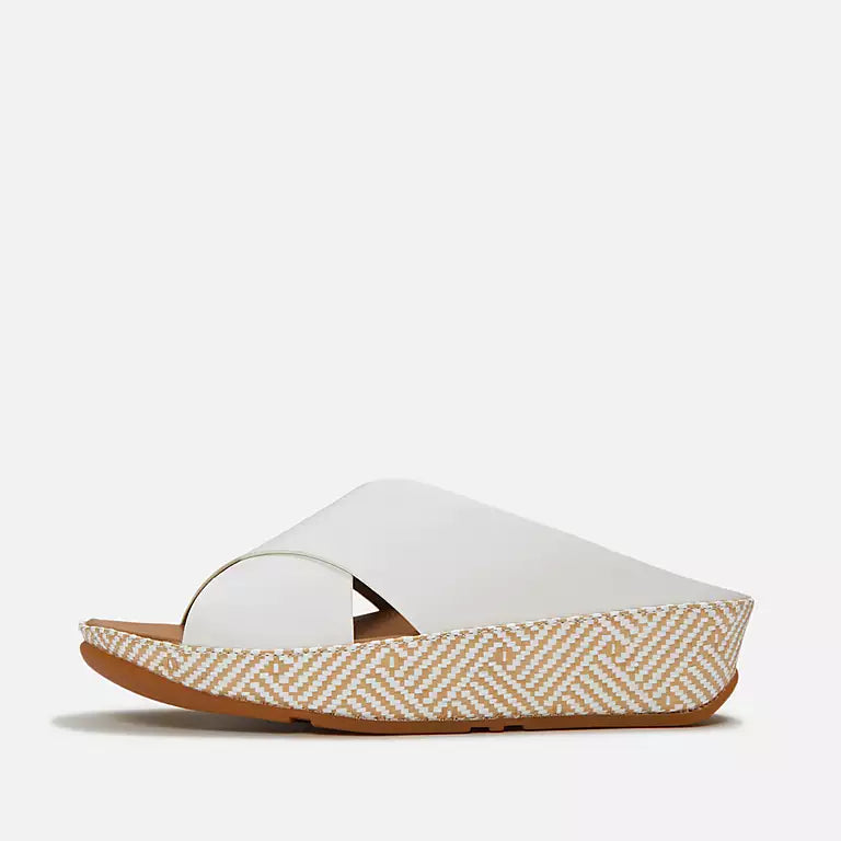 Fitflop Lux Graphic-Weave Leather Cross Slides |A4P194