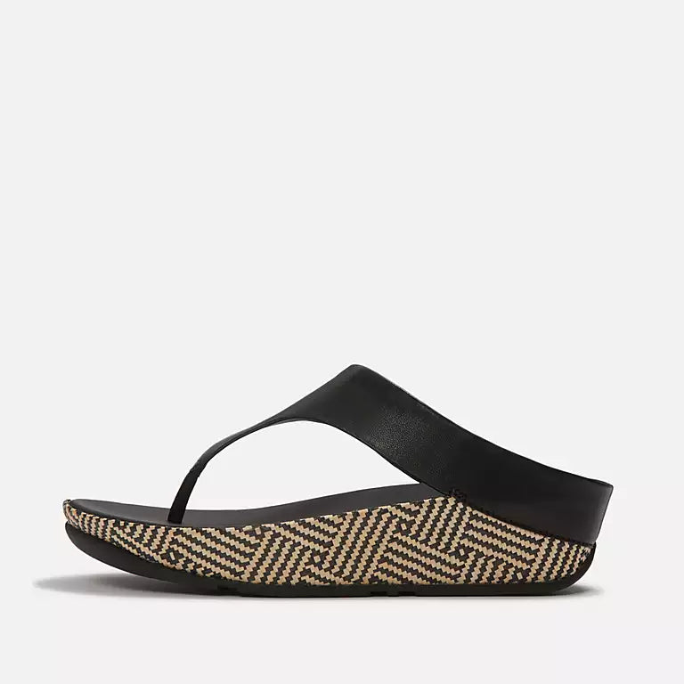 Fitflop Lux Graphic-Weave Leather Toe-Post |A4Q001