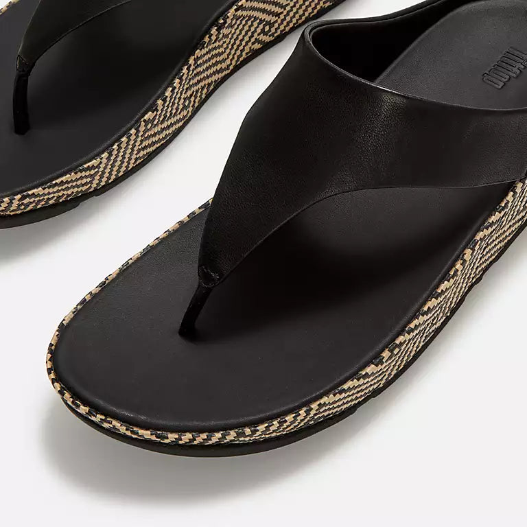Fitflop Lux Graphic-Weave Leather Toe-Post |A4Q001