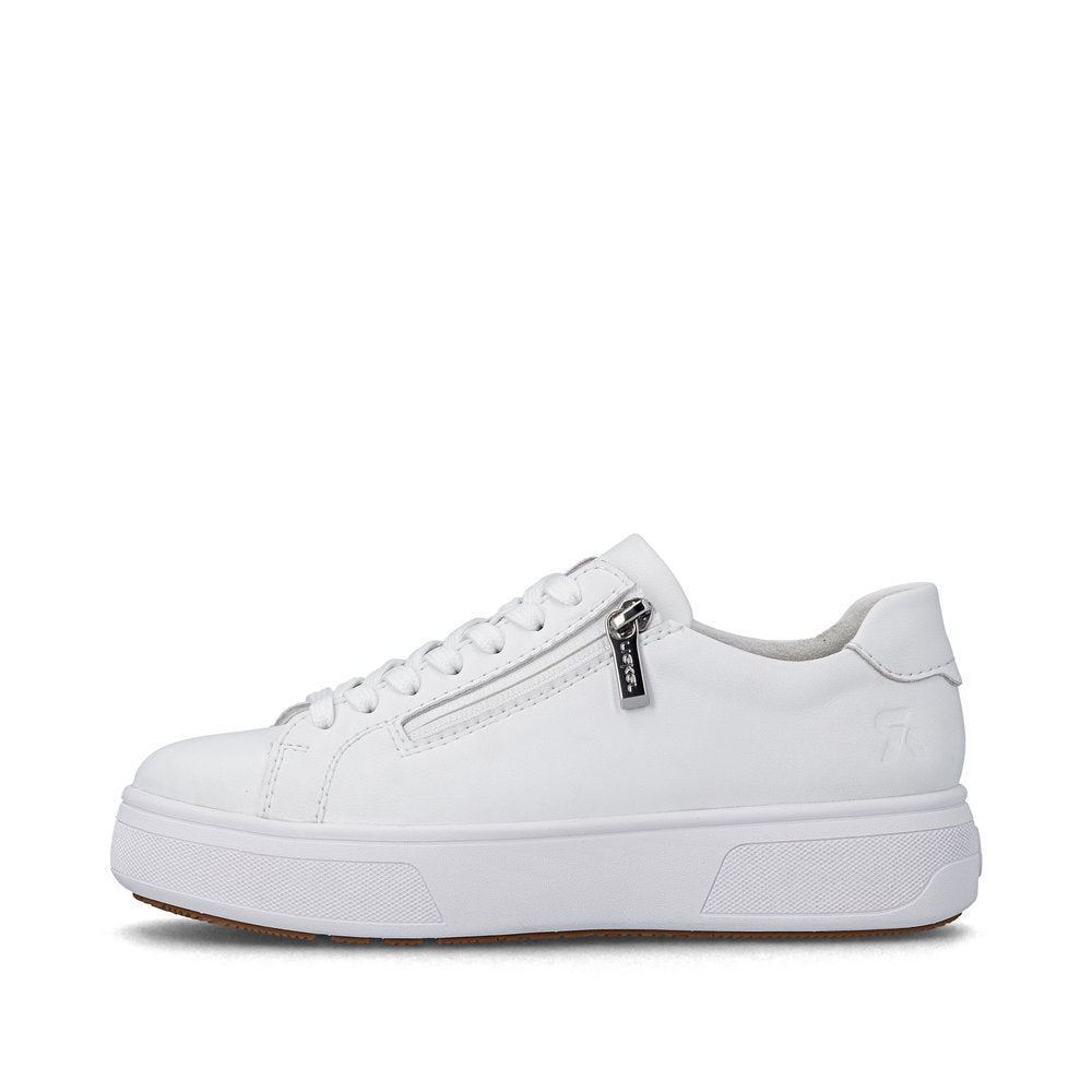 White sneaker with a zipper on a white background