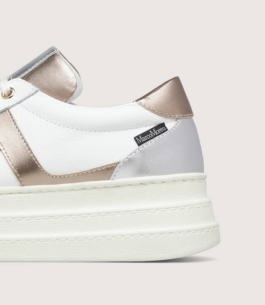 Marco Moreo White and Bronze Platform Trainer|XM642JDB