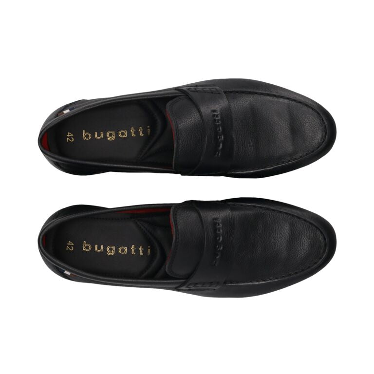 Bugatti Black leather Loafer|311AW66010