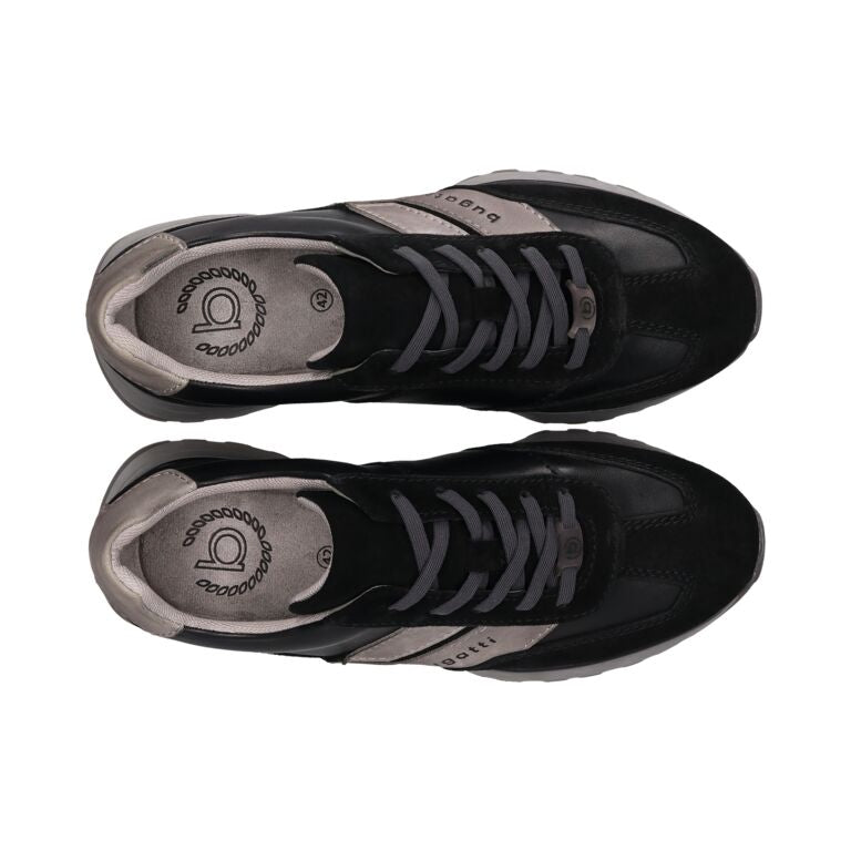 Bugatti Black and Grey Leather Trainer|331AWC0110