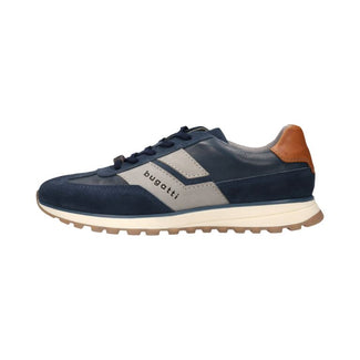 Bugatti Navy and Tan Leather Trainer|331AWC0140