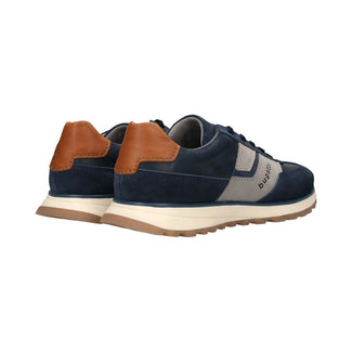 Bugatti Navy and Tan Leather Trainer|331AWC0140