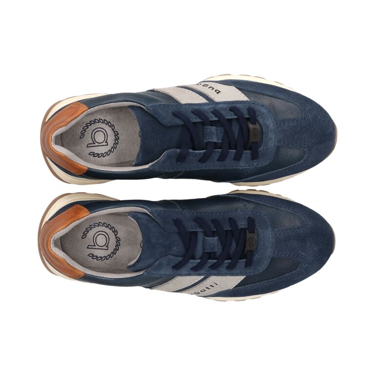 Bugatti Navy and Tan Leather Trainer|331AWC0140