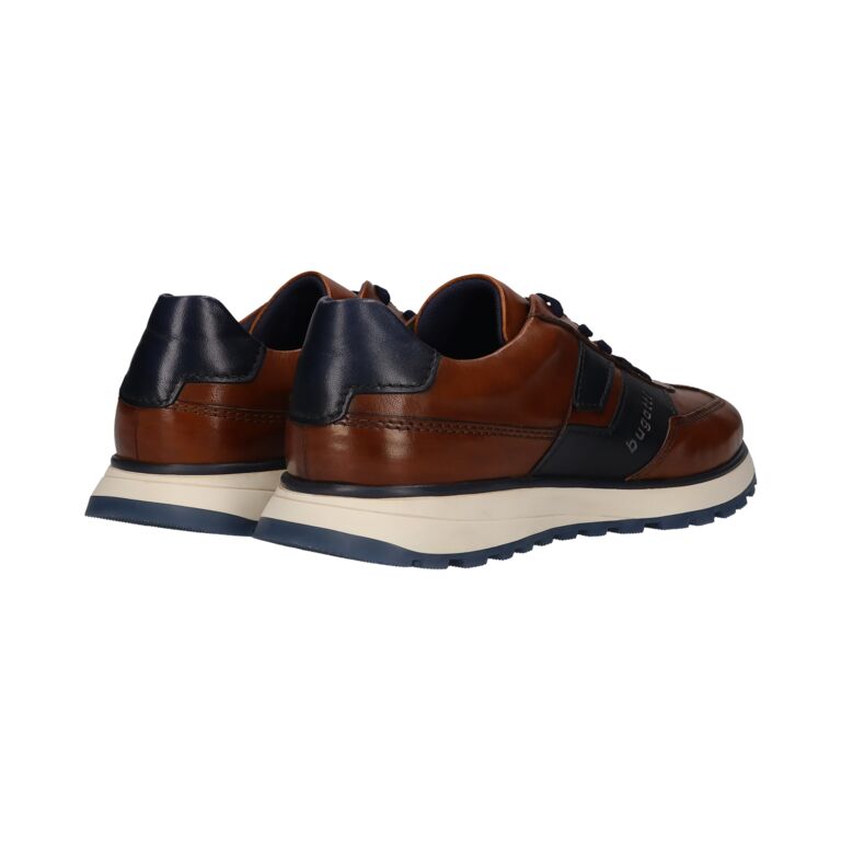Bugatti Brown and Navy Leather Trainer|331AWC0163