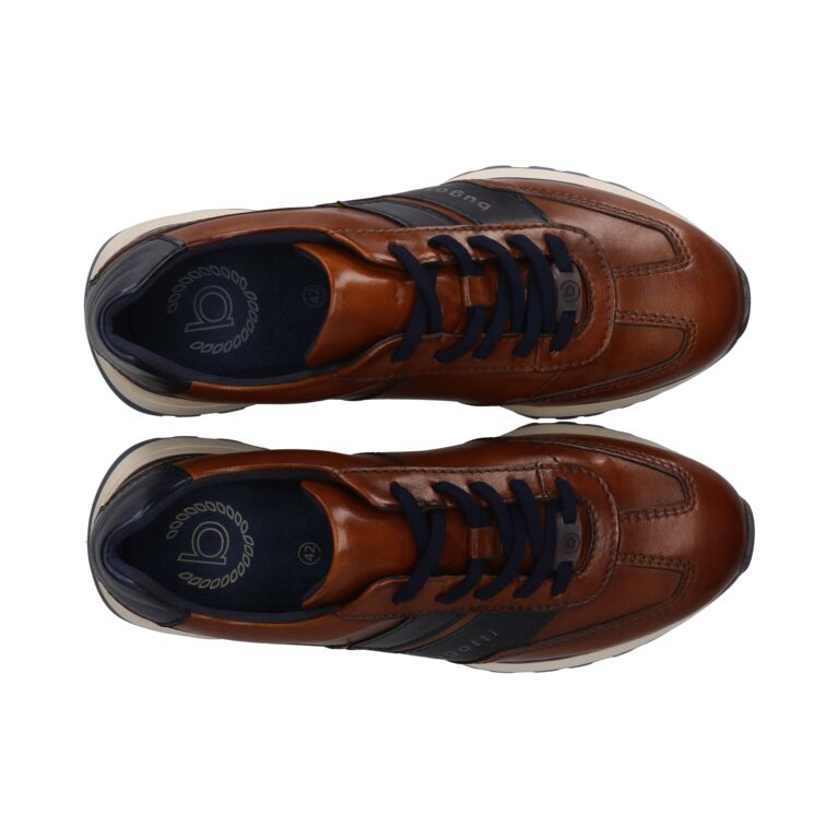 Bugatti Brown and Navy Leather Trainer|331AWC0163