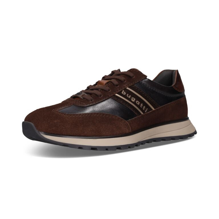Bugatti Navy and Brown leather Trainer|331AG809BR
