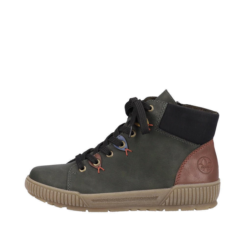 Rieker Wide Fit Olive Green Casual Ankle Boot|N071154GR