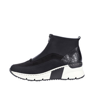 Rieker Black Centre Zip Sporty Ankle Boot|N635200NE