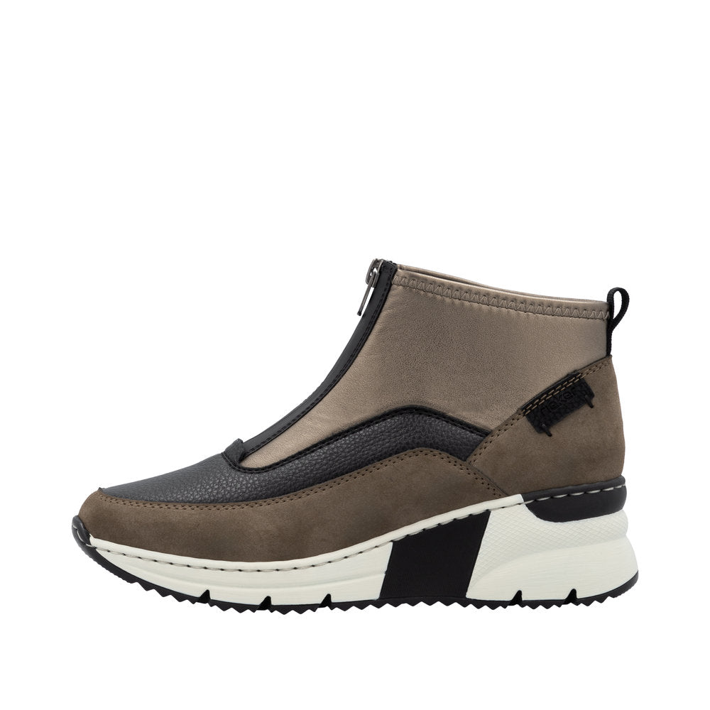 Rieker Brown Centre Zip Sporty Ankle Boot|N635225