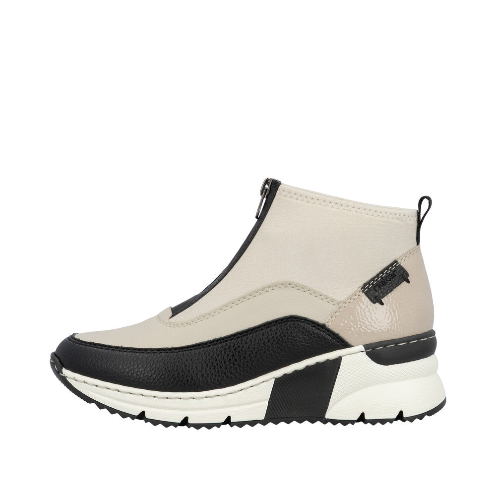 Rieker Beige Centre Zip Sporty Ankle Boot|N635260BG