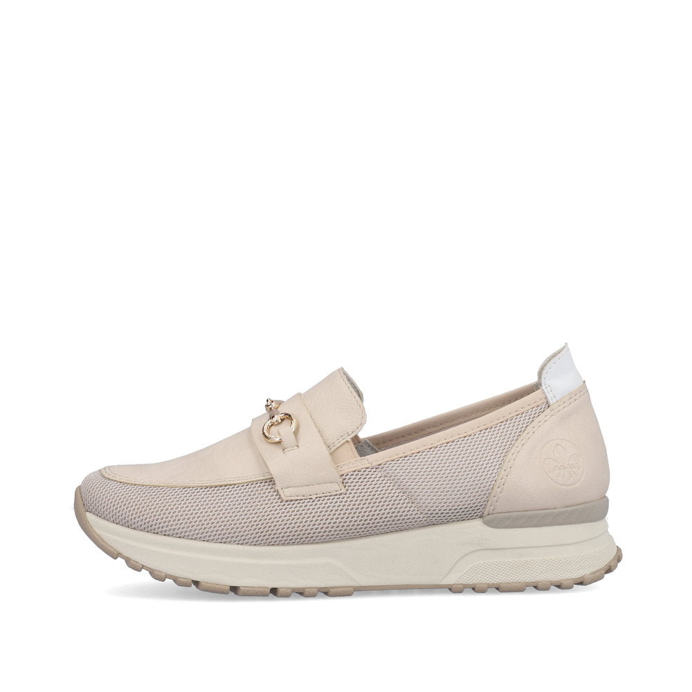 Beige loafer shoe on a white background