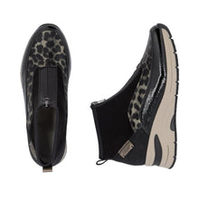 Load image into Gallery viewer, Rieker Black And Leo Wedge Ankle Boot|N936200M

