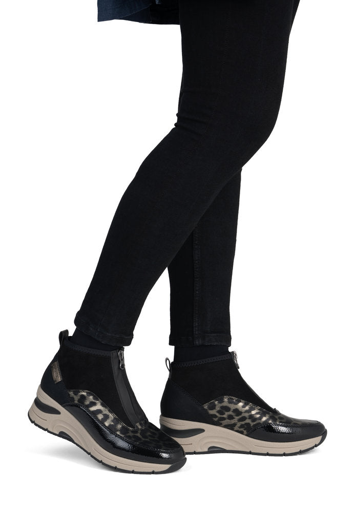 Rieker Black And Leo Wedge Ankle Boot|N936200M