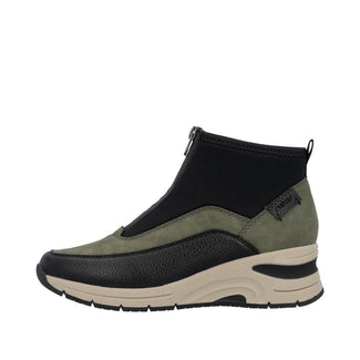 Rieker Olive Green & Black Wedge Ankle Boot|N936254