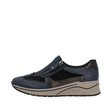 Load image into Gallery viewer, Rieker Wide Fit Navy Mini Wedge Shoe| N955214
