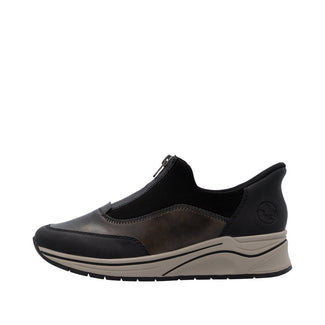 Rieker Black Elastic Collar Mini Wedge Shoe|N955325