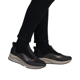 Rieker Black Elastic Collar Mini Wedge Shoe|N955325