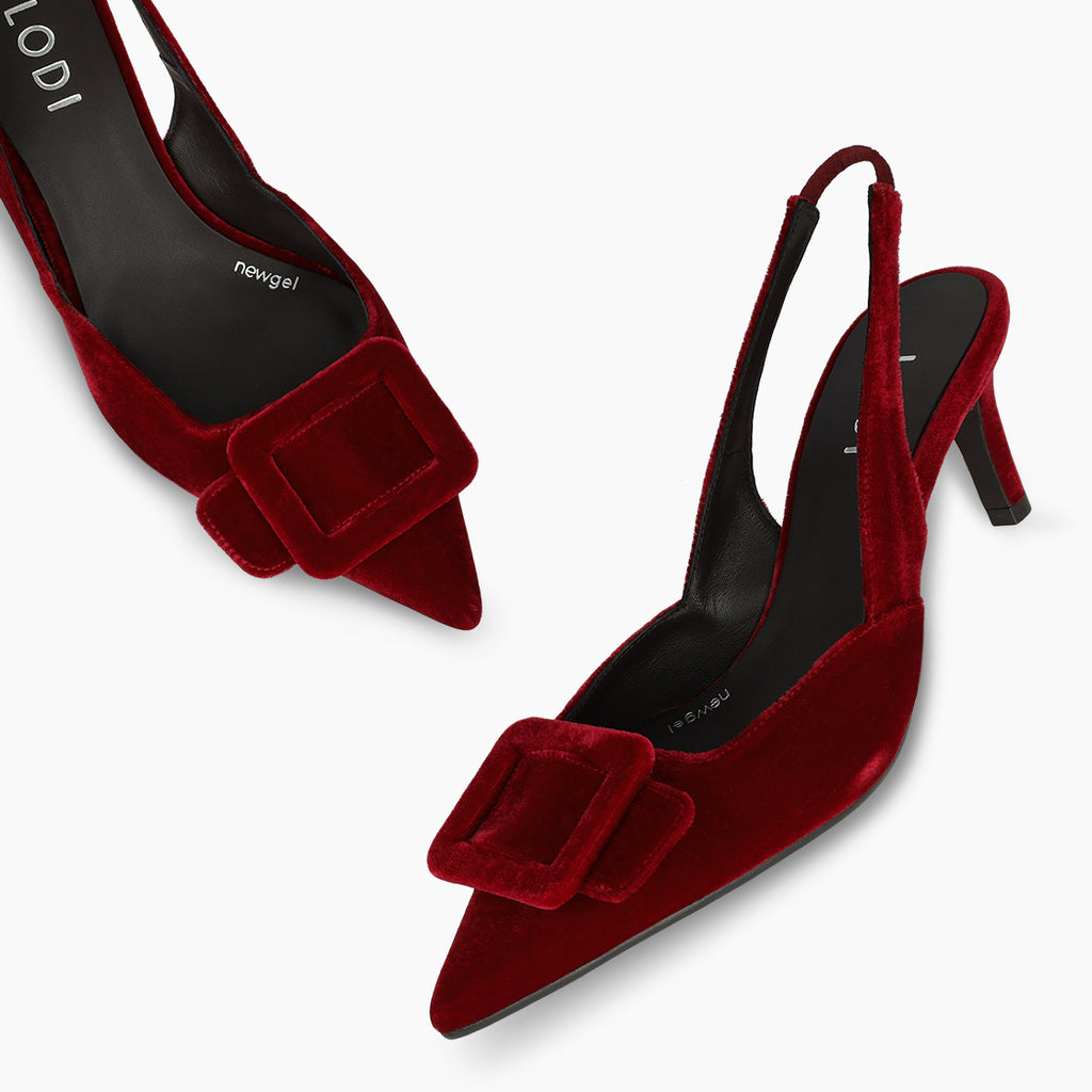 Lodi Dark Burgundy Velvet Sling Back|NESTORED