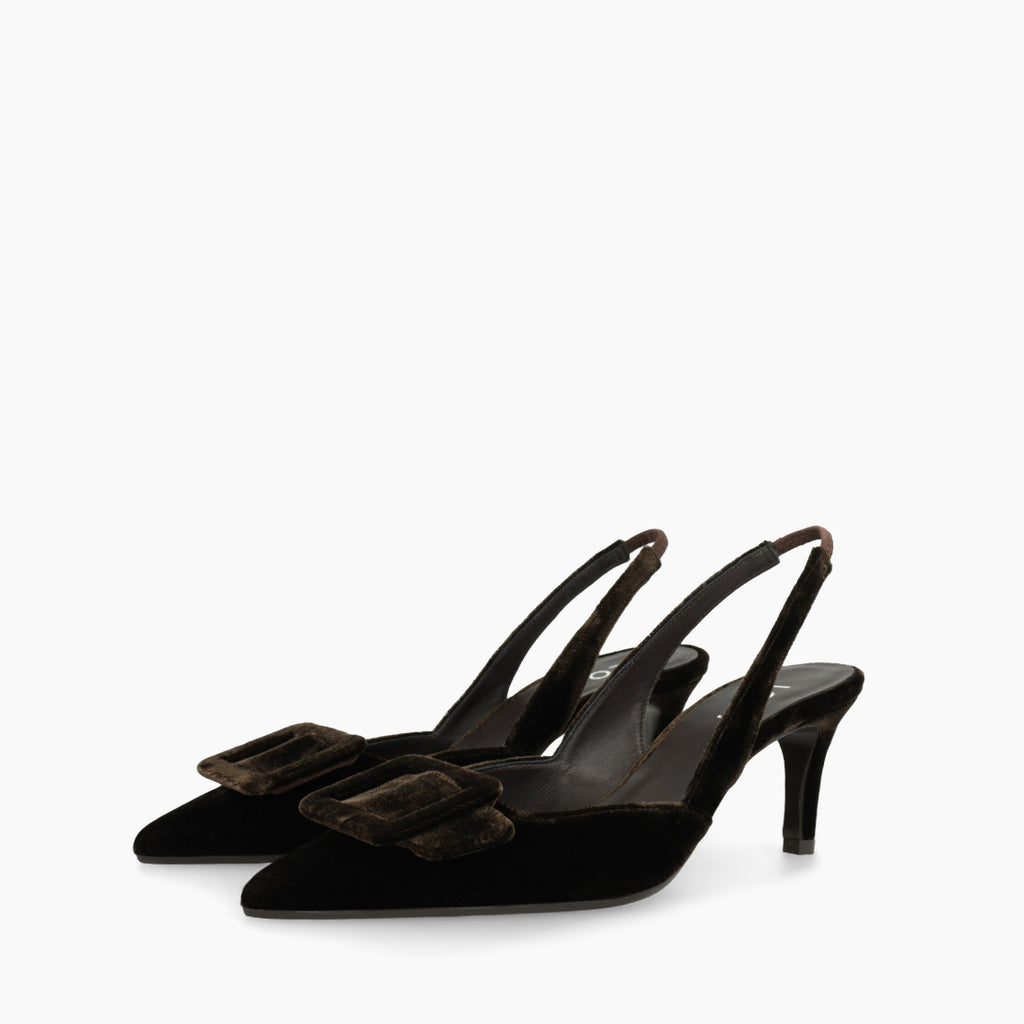 Lodi Dark Brown Velvet Sling Back|NESTORBR