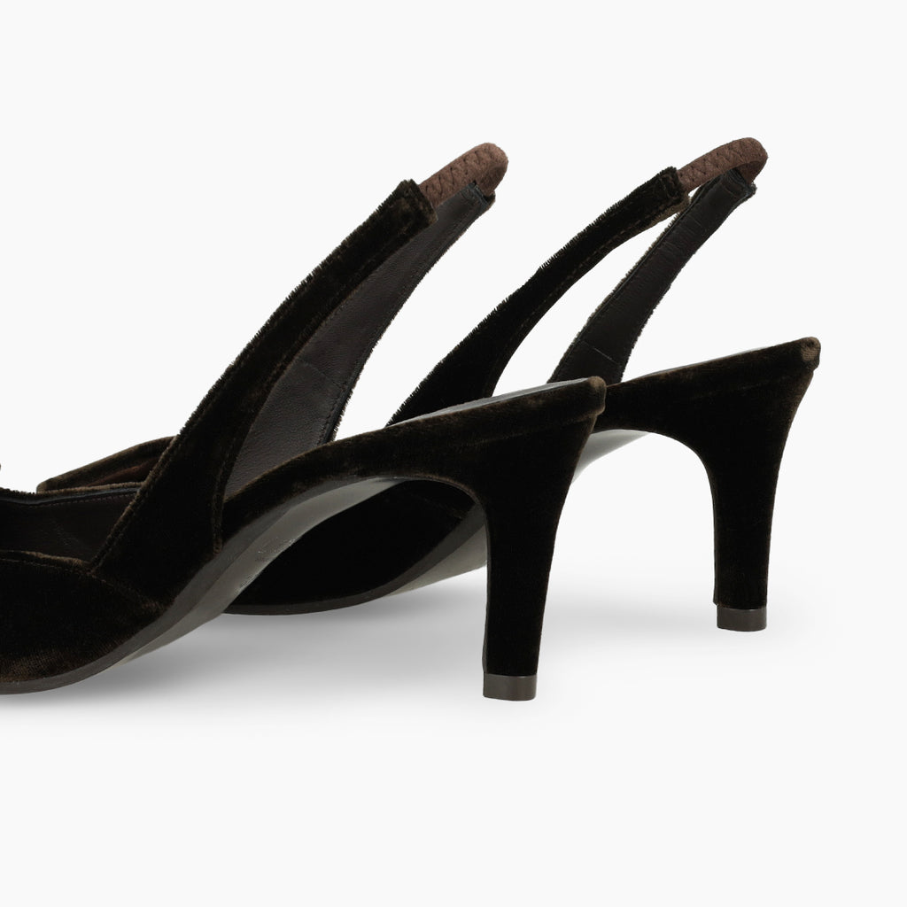 Lodi Dark Brown Velvet Sling Back|NESTORBR