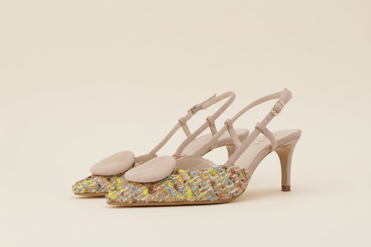 Lodi Leather and Multicolor Fabric Sling Back|NIVISC1