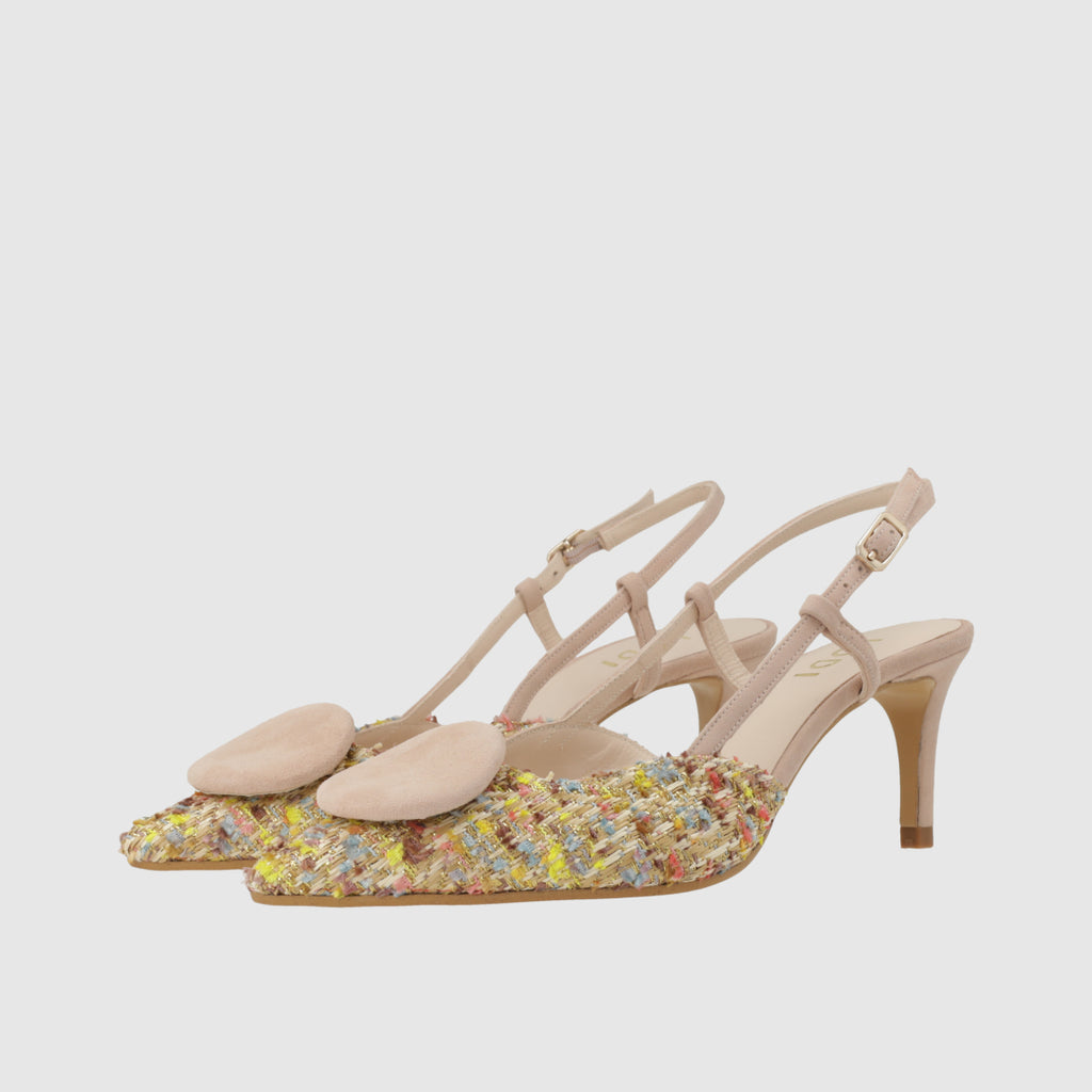 Lodi Leather and Multicolor Fabric Sling Back|NIVISC1