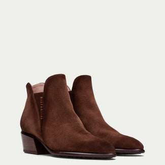 Hispanitas Dark Brown Suede Ankle Boot|PHI254383A