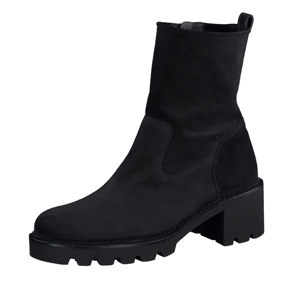Black ankle boot on a white background