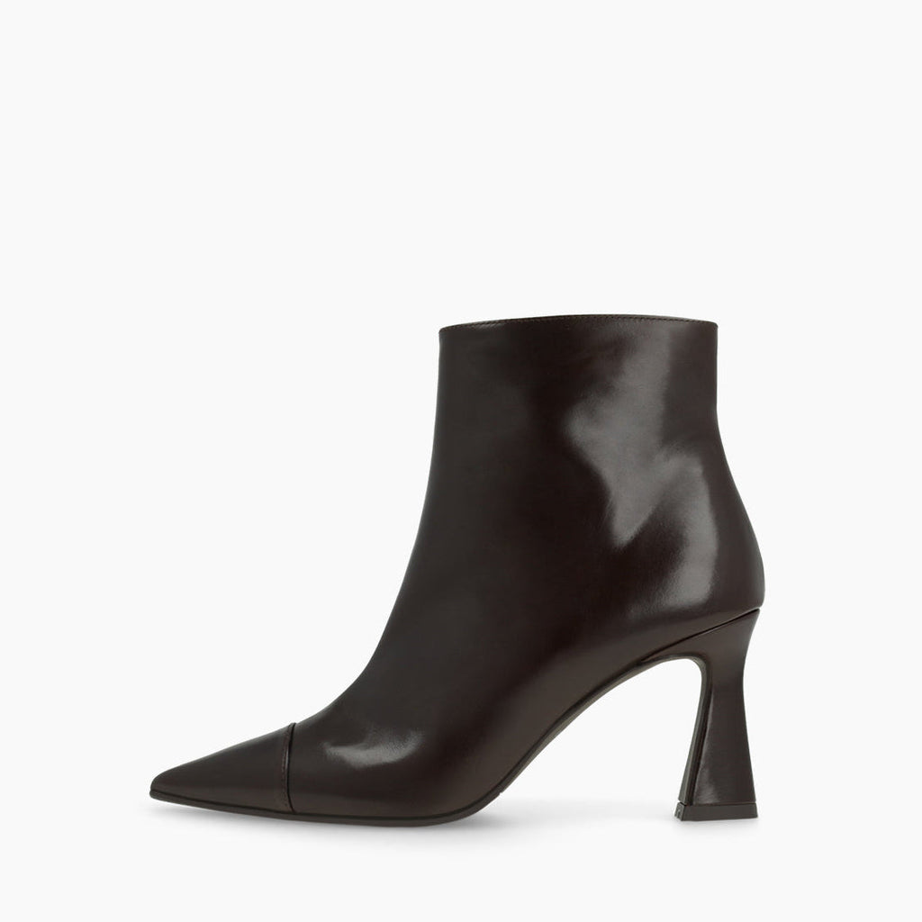 Lodi Dark Brown Smooth Toe Cap Leather High Heel Ankle Boot |RACON