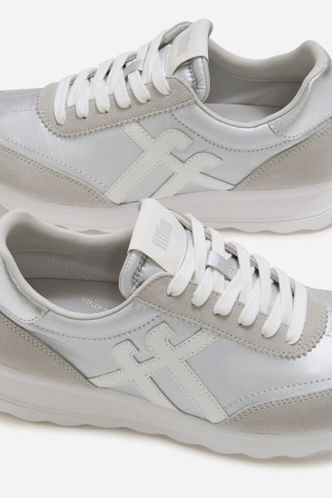 Fitflop Silver Retro Metallic Silver Trainer|A5QE11