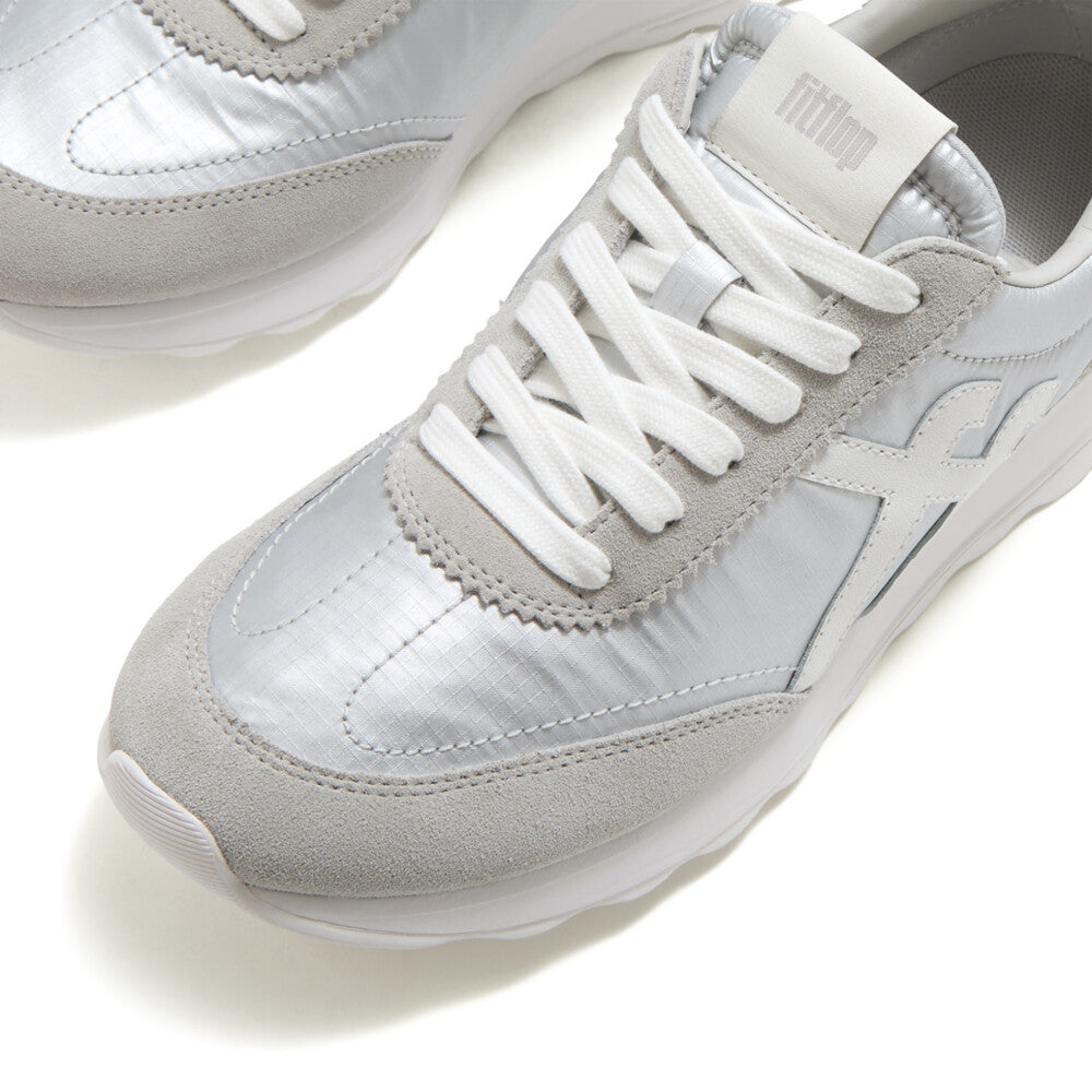 Fitflop Silver Retro Metallic Silver Trainer|A5QE11